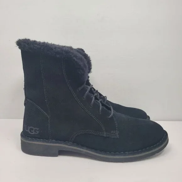 UGG | Shoes | Ugg Womens Black Suede Shearlinglined Laceup  display picture 3